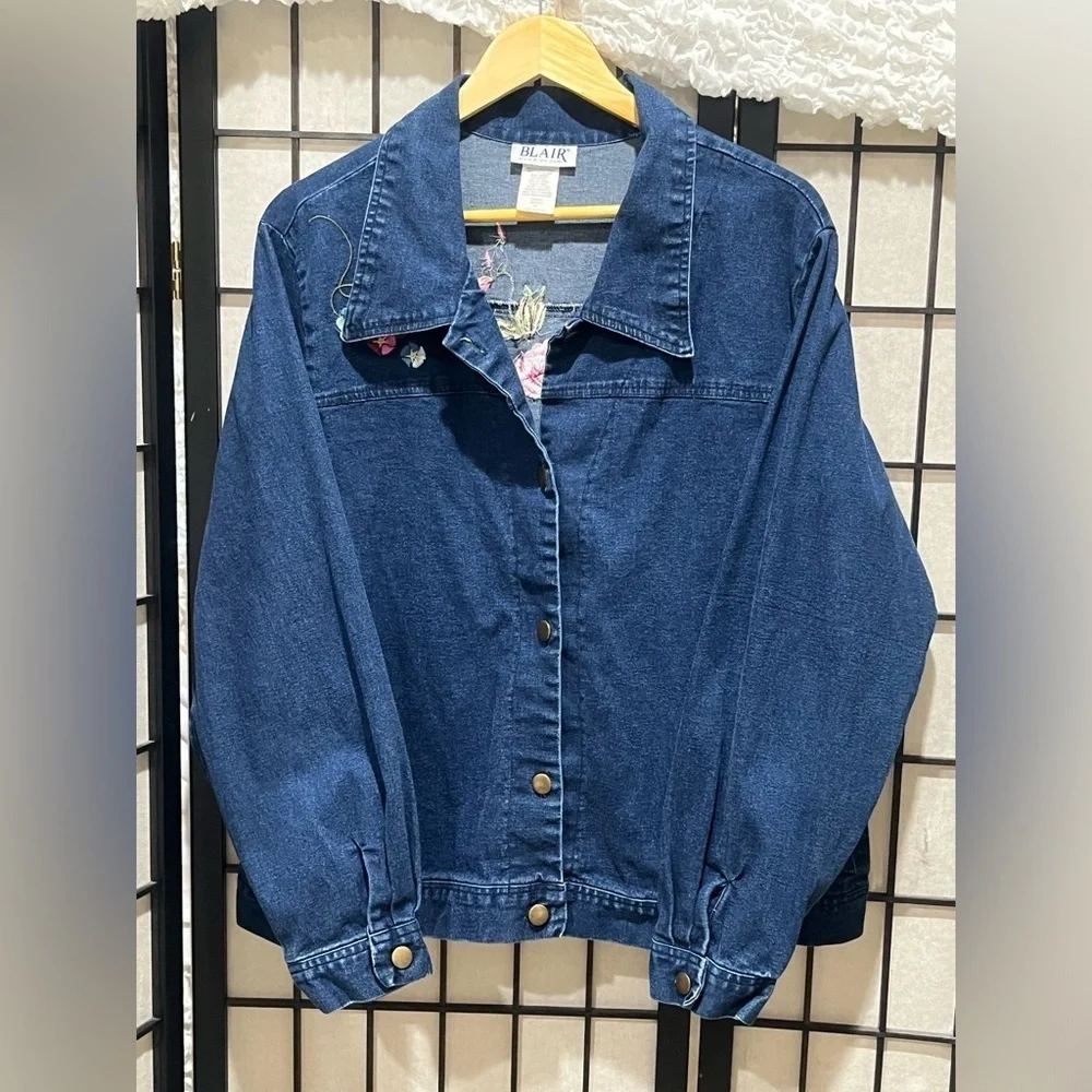Blair Classic Blue Denim EMBROIDERED SHIRT JACKET, WOMENS SIZE 2X